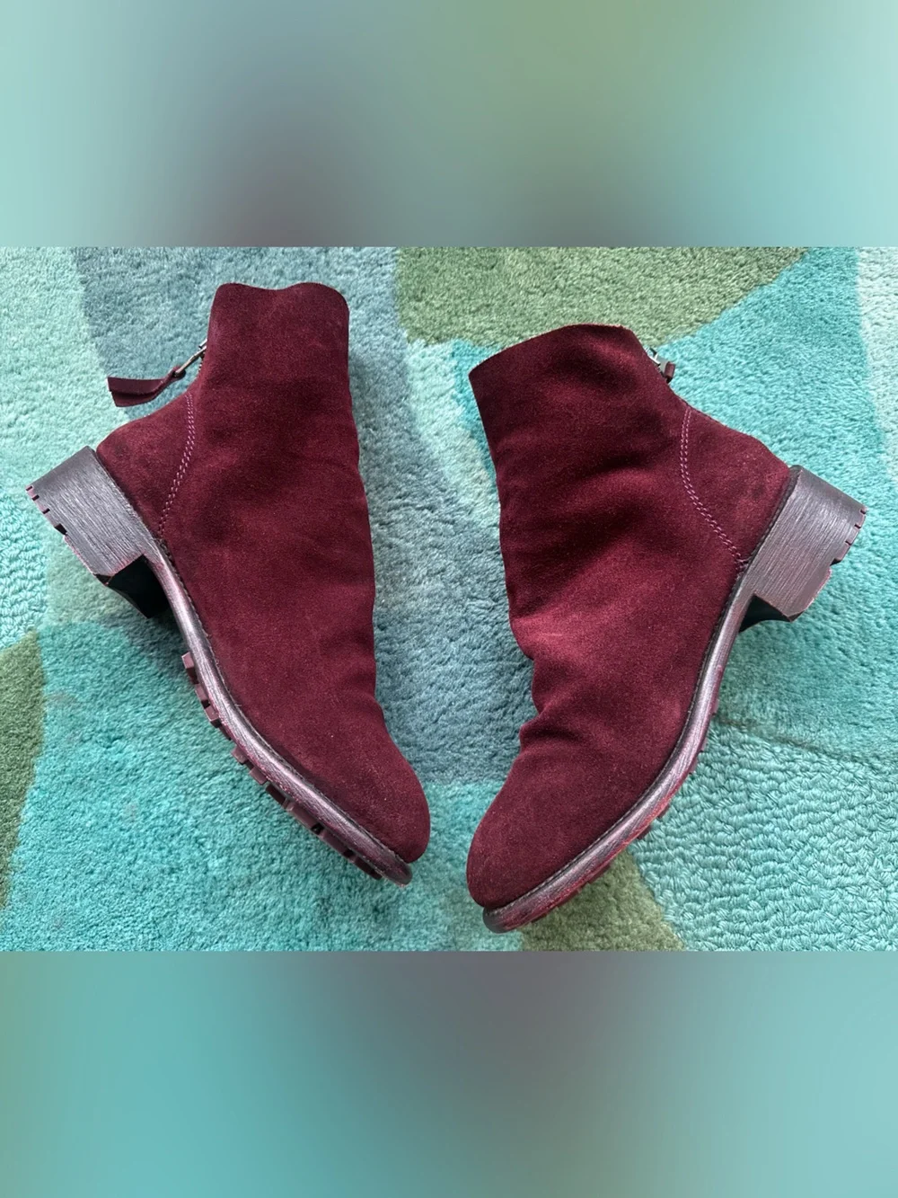Fluevog EXCELLENT Living 2.0 Foster 2.0 burgundy suede slouchy ankle boot-8
